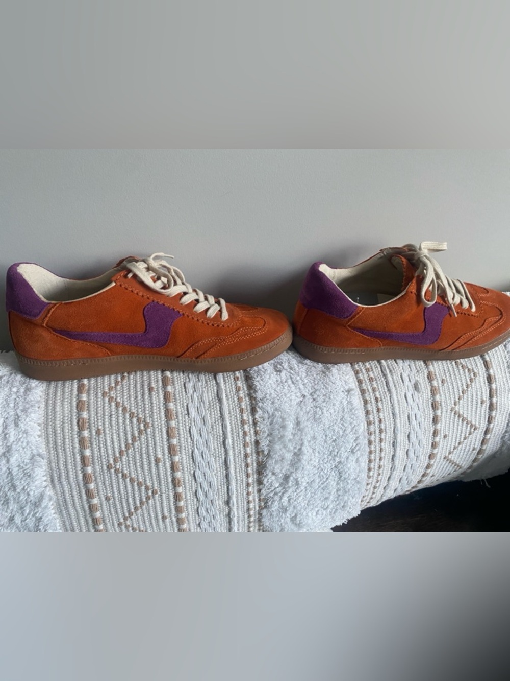 Dolce Vita Orange and Purple Suede Lace-Up Sneakers - Picture 9 of 11